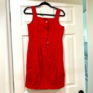 Red woman’s Theory pocket pleated dress size 4.